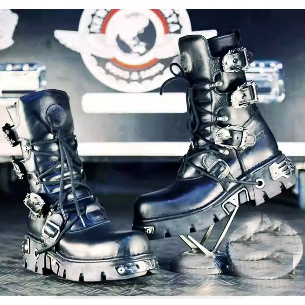 Sewing Zipper - Nuevas Botas de Motociclista Punk para